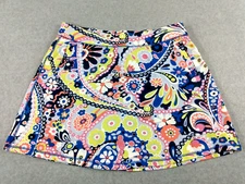 T by Talbots Womens Skort Shorts Skirt Large Floral Pockets Golf Tennis Sports