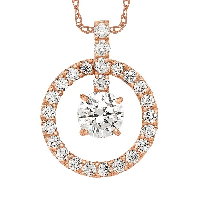 方晶锆石玫瑰金时尚链式项链和吊坠