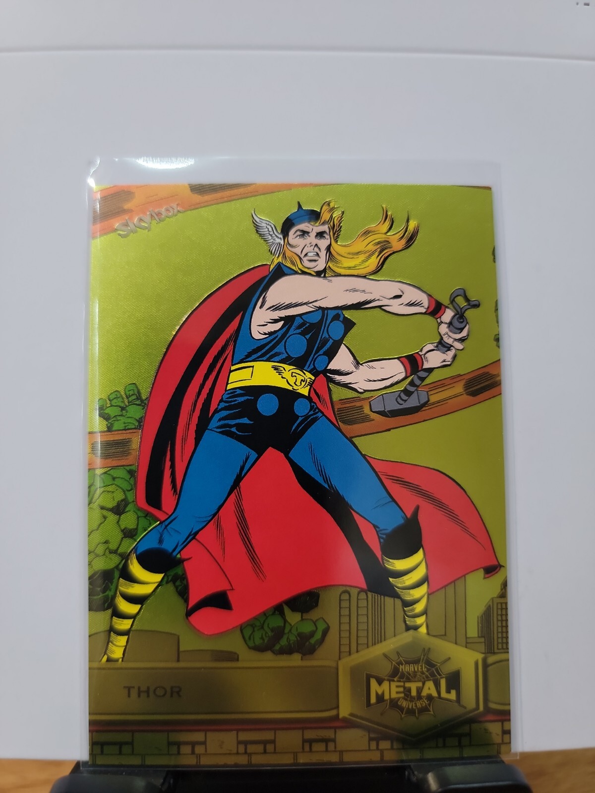 2022 Skybox Marvel Metal Universe Spider-Man Thor Yellow FX Parallel #189