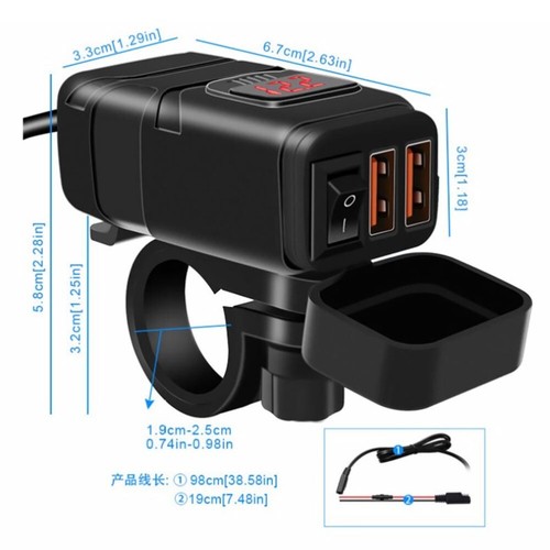 Motorcycle Usb Adapter Motorbike Usb Charger Motorcycle Charger Dual USB - Photo 3 sur 12