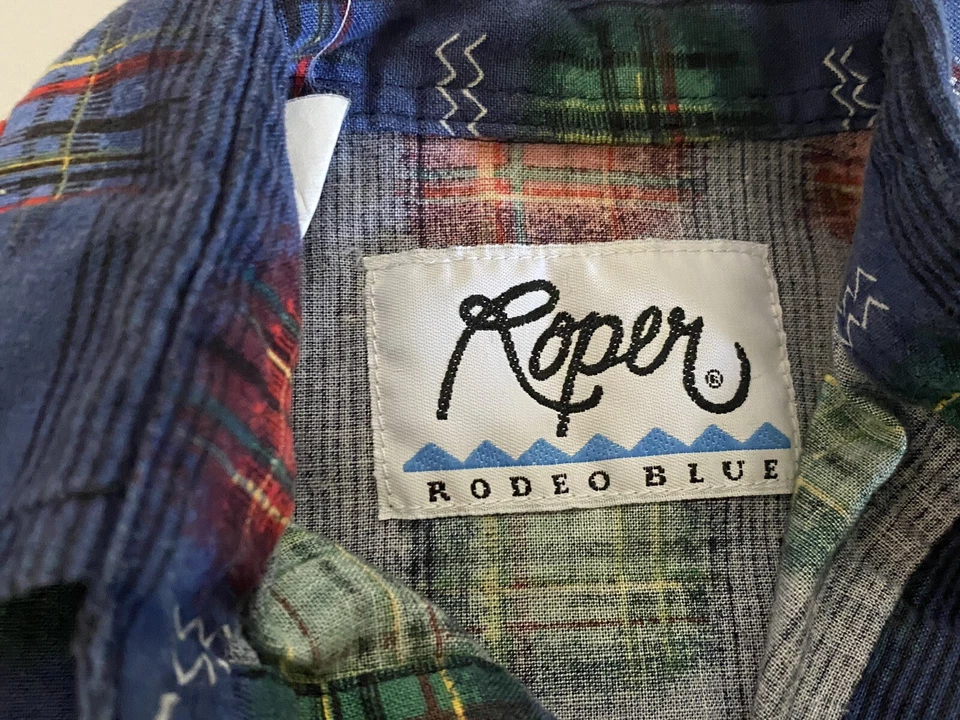 Camisa de Colección Roper Western JUVENTUD 5 Cuadros Patchwork Snap Rodeo Vaquero Años 90 Foto 2 de 4