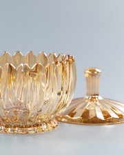 French decorative toughened large glass Jar with lid for sugar, ice, snacks