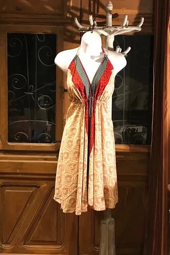 Indian 10Pc Lot Vintage Recycle Sari Silk Maxi Beach Sundress Boho Gypsy Dress - Image 3 of 4