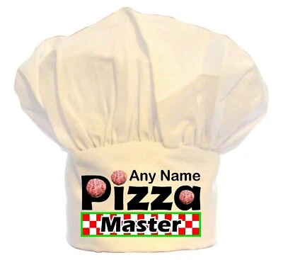 PRESENT2FUTURE PERSONALISIERTE PIZZAMEISTERKÖCHE MÜTZE DRUCK 100 % POLYESTER BBQ GEBURTSTAG WEIHNACHTEN