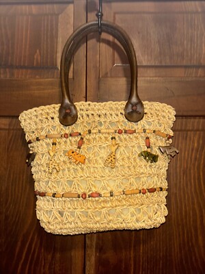 Cappelli Straworld Purse with dangle jungle animals