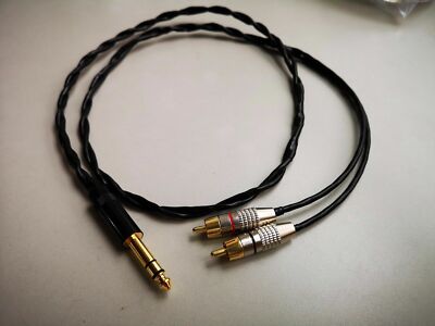 6.3mm Stereo Phone out Jack To 2 RCA male Audio AUX Cable Japan Wire 