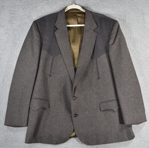 Circle S Mens Western Blazer Jacket 50L Arrows 2-Button Notched Lapel Brown