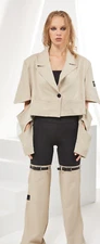 CRAZY H4  beige boxy split sleeve jacket  size L/XL