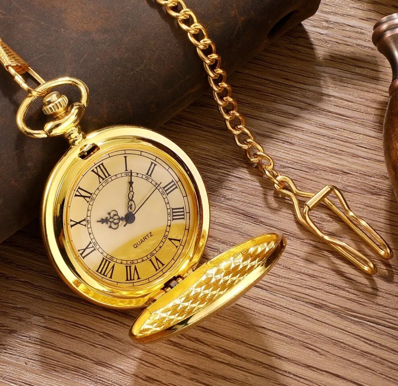 Orologio da Tasca al Quarzo Orologio da Taschino in Oro Antico Orologio da Uomo e da Donna Collana con Catena Regali per Donna Uomo Compleanno Natale