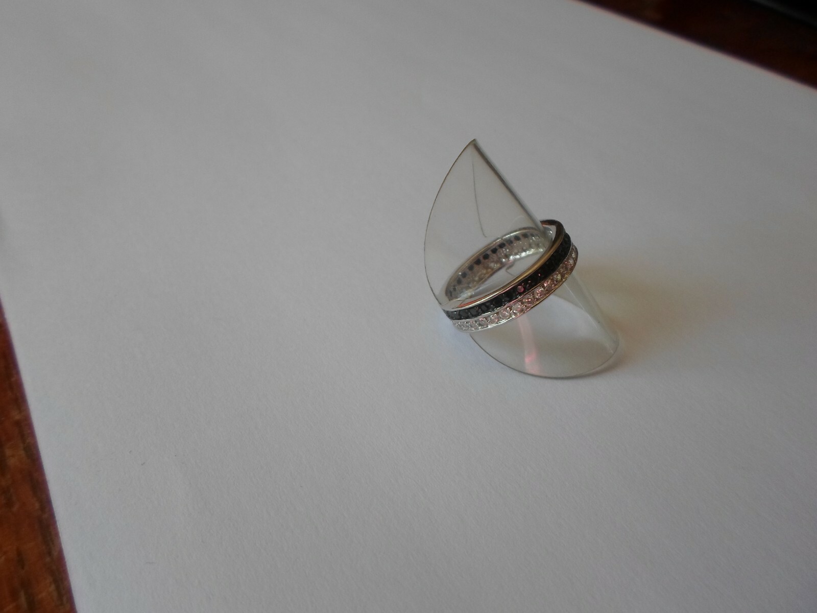 solid silver ring, full round, double rows of bla… - image 5