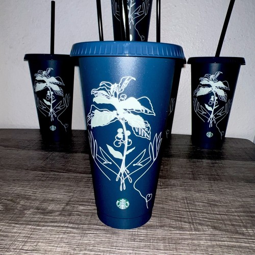 Starbucks Earth Day sorso blu sostenibile 24 oz tazza fredda Venti (1 tazza) + paglia - Foto 2 di 7