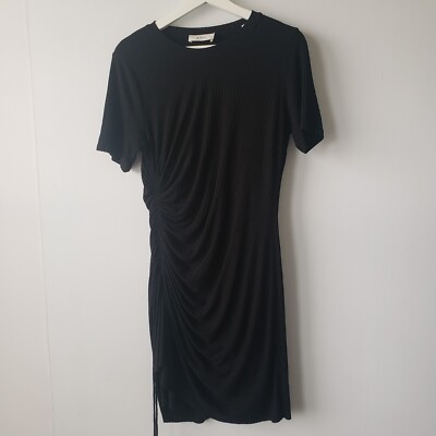 A.L.C women's kenny ribbed dress size L black short sleeve LTD