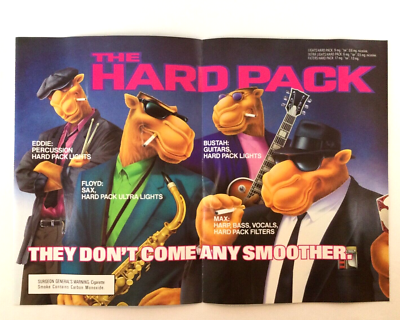 90s Camel Cigarette VTG PRINT AD 2-pg Hard Pack Blues Jazz Band Musician  Cartoon