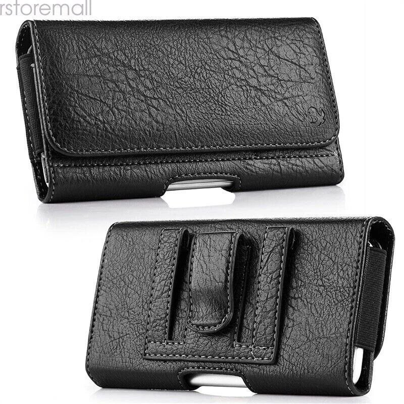 Horizontal Cell Phone Holster Pouch Case Leather Case Holder with Belt Clip - Image 4 of 4