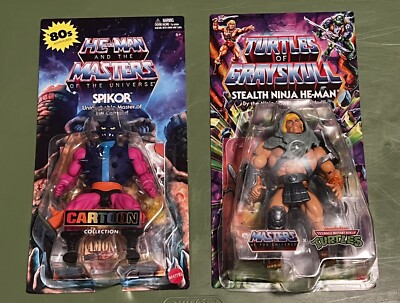 LOT 2 Masters of the Universe MOTU Figures Spikor Stealth Ninja He-Man Separated