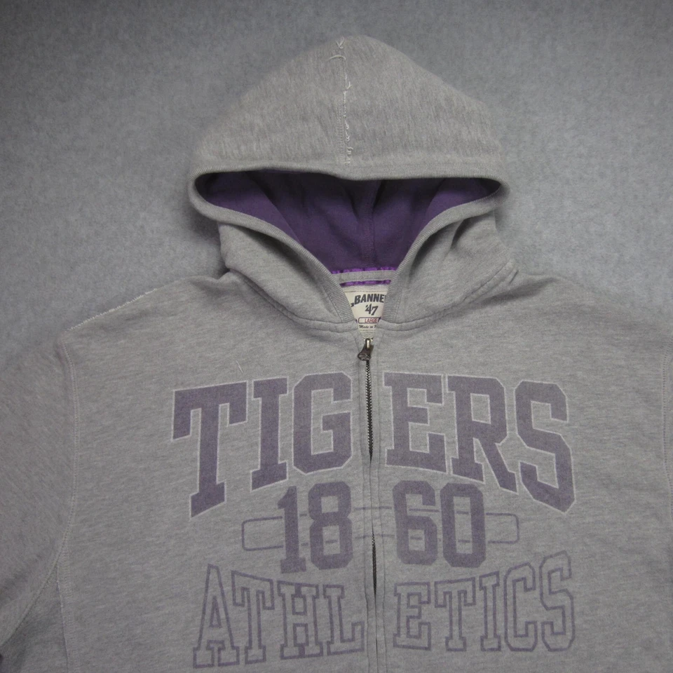 Chaqueta LSU Tigers Para Hombre Grande Gris Cremallera Completa Con Capucha Banner 47 Foto 2 de 4