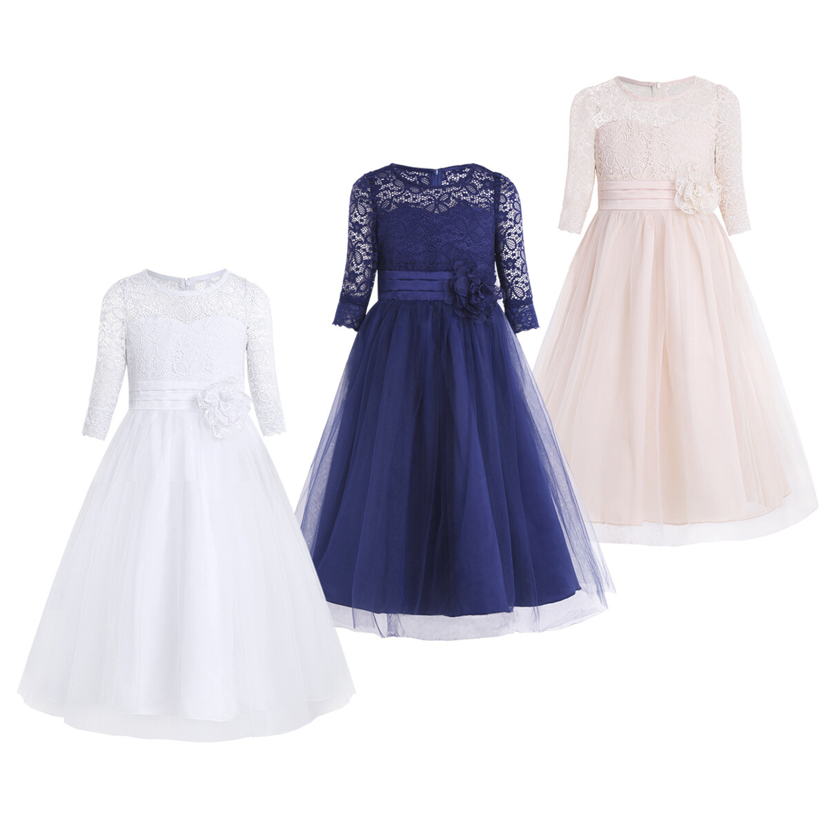 Hochzeitskleid Kinder Blumenmädchenkleid Aus Tüll Mit Langarm Prinzessinnenkleid F R Hochzeit Kommunion A 664385