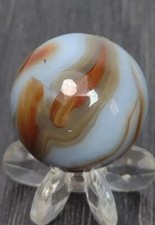 Tri-Color Light Blue Dark Red Swirl Blend / Vintage Marbles .61" NM Glass Toy