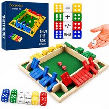 Upgraded 12-inch Shut The Box Game, Tabletop Games for Kids Adult Senior