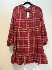 NEW Cupshe Plaid Dress Womens Small Oversized Cotton Preppy Collegiate Travel