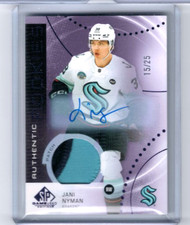 2025-26 SP Game Used Jani Nyman Purple Patch Memorabilia Auto RC #'ed 15/25