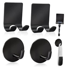 Razor Holder 304 Stainless Steel for Shower Adhesive Sticky Heavy Black-4pcs
