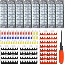 8 Sets 15A 600V Position Screw Terminal Block Strips 16Pcs Insulated Barrier
