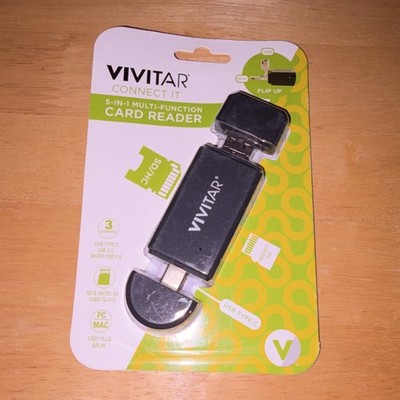 Vivitar Connect It 5-in-1 Multi Card Reader USB/USB-C/Micro USB SD/MicroSD 128GB