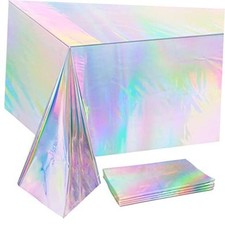4 Pack Iridescence Plastic Tablecloths Disposable Iridescent Tablecloth