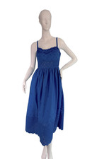Ulla Johnson CELESTIA Cobalt Blue Sleeveless Midi Dress Eyelet Lace $695 Size 2