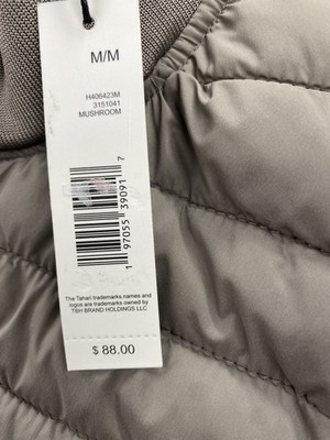 NWT Women's Tahari Full Zip Sleeveless Puffer Vest Color Gray Size