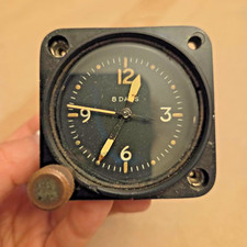 WWII Era Waltham 8 Day Aircraft Cockpit Clock Panel Mount Mechanical