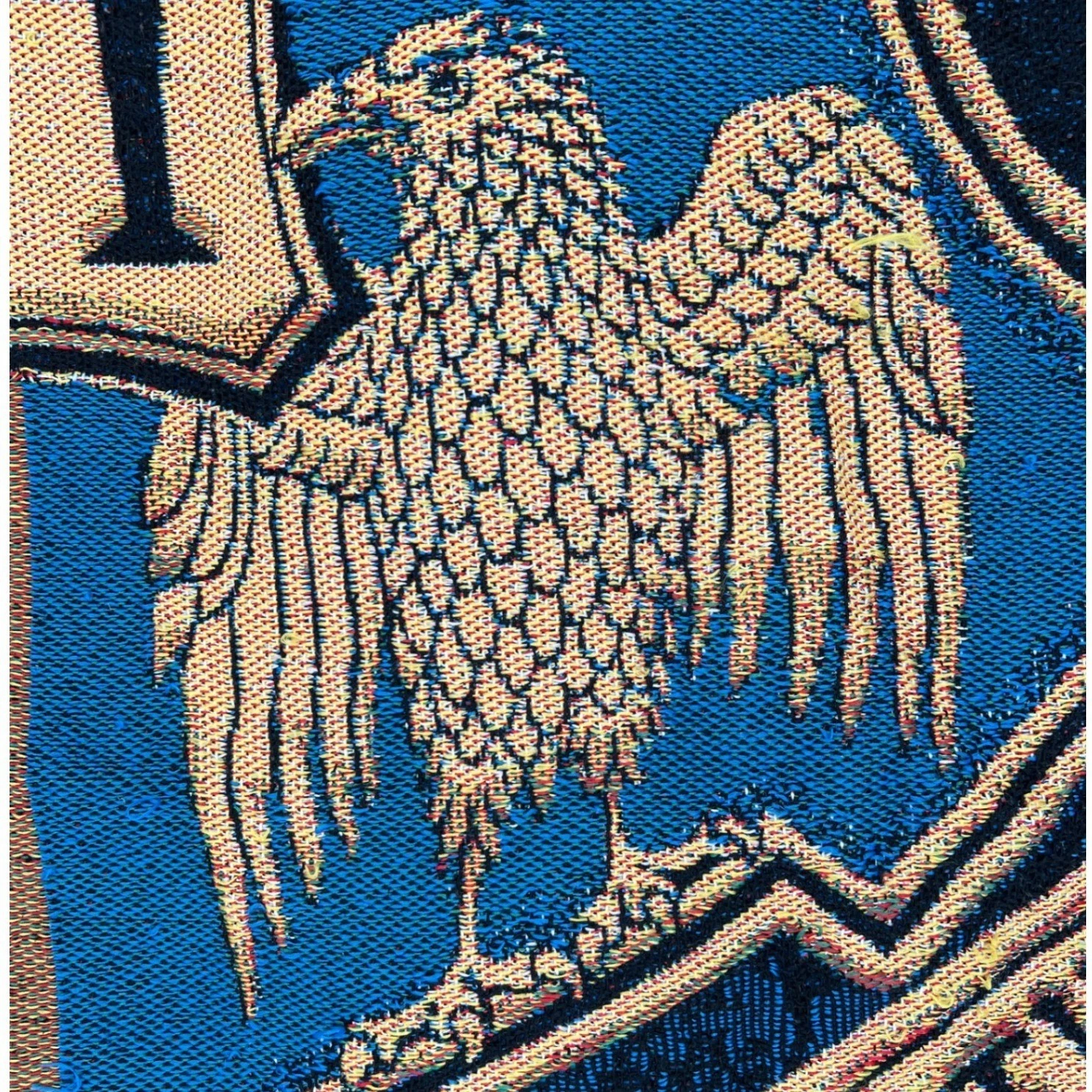 Harry Potter Hogwarts Crest Tapestry Throw Blanket 50" x 60" Woven Fringe EUC