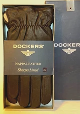 Dockers Nappa Leather & Sherpa Lined Black Leather Gloves Mens X-Large NWT