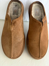 UGG Men's Brown Suede Sheepskin Lined Slip-On Slippers US 8 EU 41