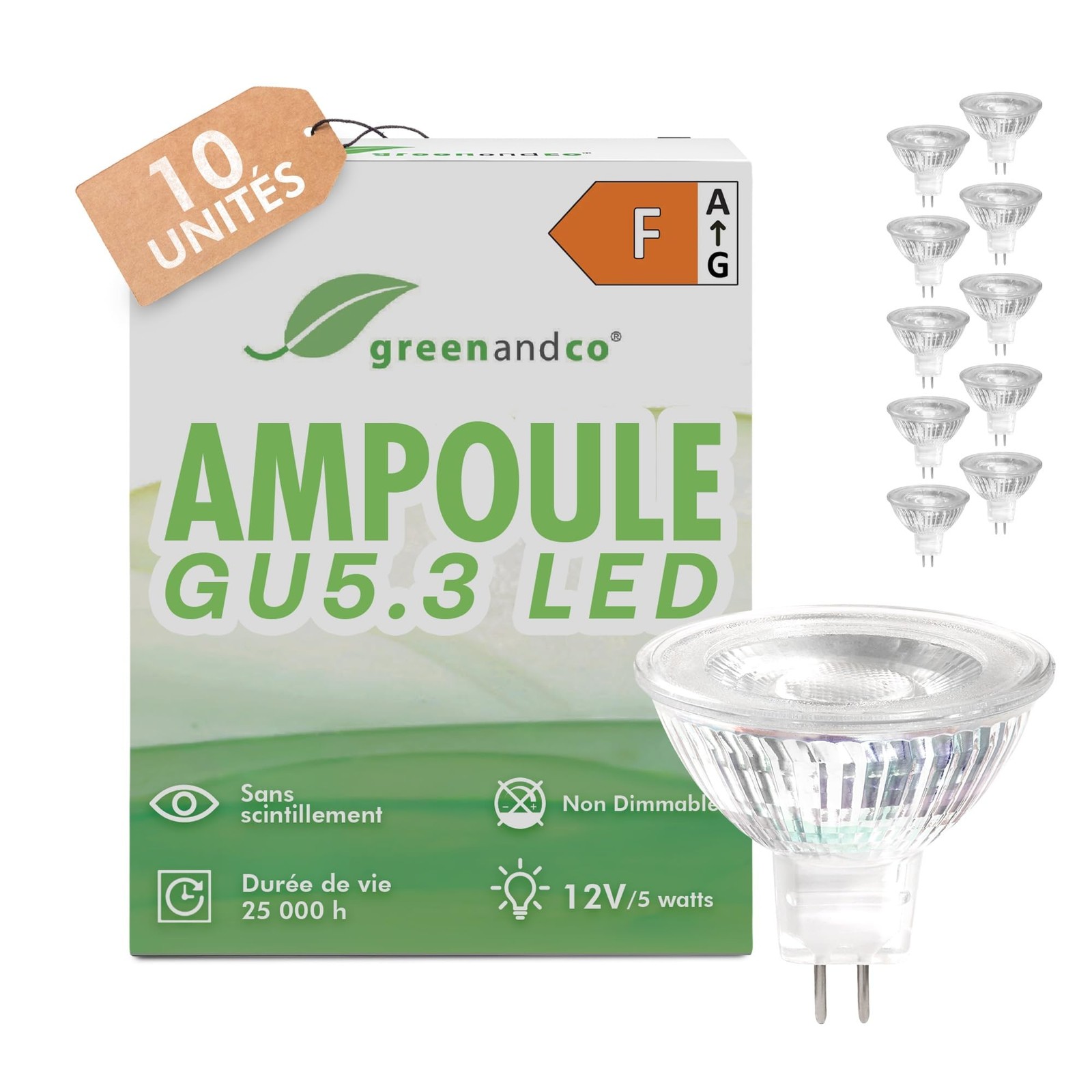 Ampoule LED GU5.3 MR16 spot directionnel 38 degrés 430 lumens basse consommation