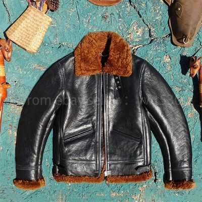 Vegetable Tanned Sheepskin&Shearling B3 Men's Winter Warm Genuine Leather Jacket