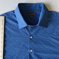 Peter Millar Summer Comfort Button Up Shirt Men's XL Blue White Geometric Print