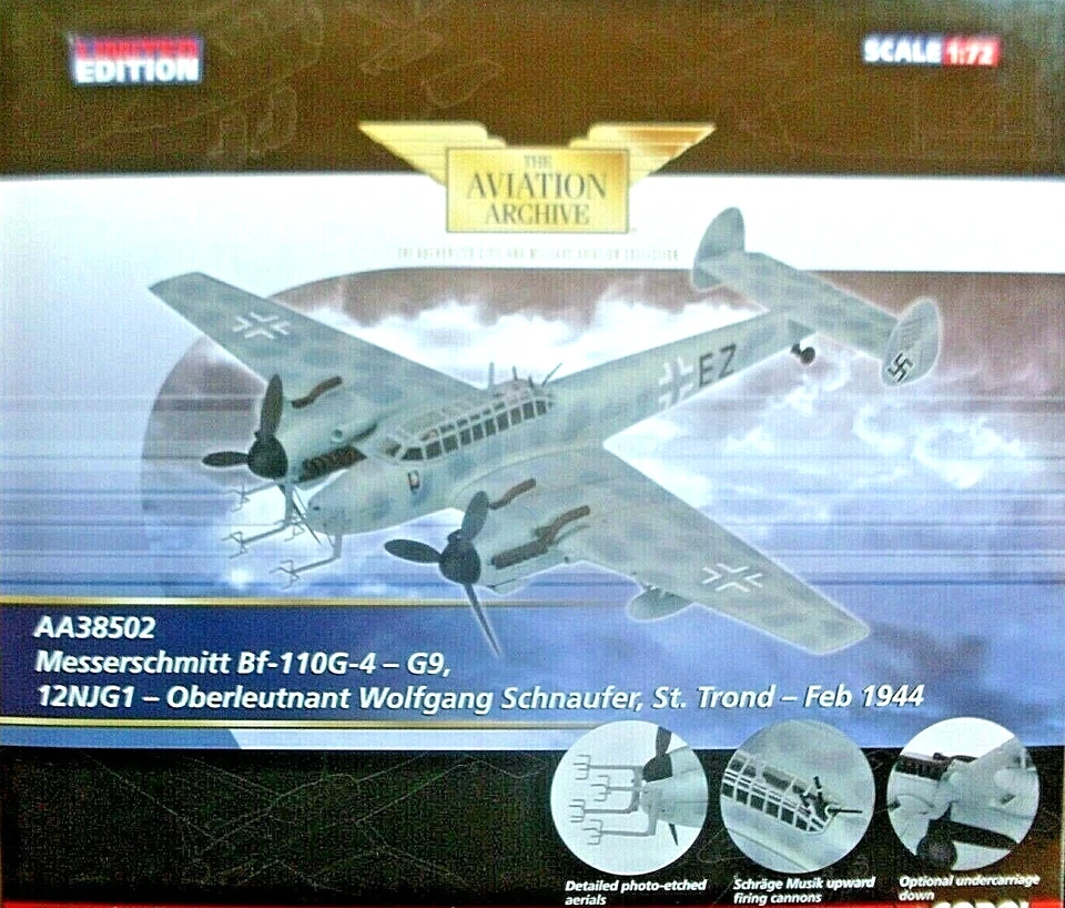  Corgi Aviation Messerschmitt BF-110 G-4, Oberleutnant Wolfgang Schnaufer. NEW   - Image 4 of 4