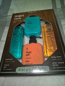 SpaLife Men Care 4-Pc Grooming Kit Shampoo Body Wash Shave Gel After-Shave