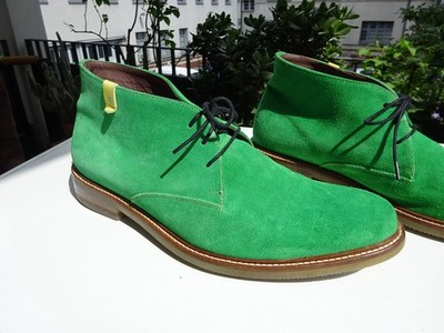 Floris Van Bommel men's Goodyear boots suede green Holland size 42 (UK8) like new
