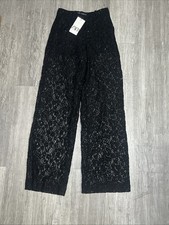 ZARA Black Sequin Lace Hi Rise Pant XS Straight Sleek Festive Days Legging NWT
