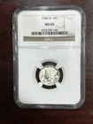 1945-D  10C  MERCURY SILVER DIME  "DENVER MINT" NGC MS65