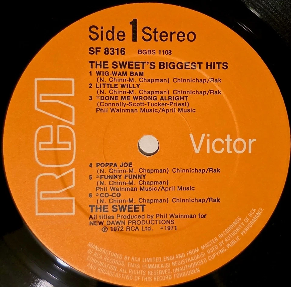 THE SWEET The Sweet's Biggest Hits *ORIG RCA VICTOR PRESSING* Vinyl LP Comp VG+ - Image 4 of 4