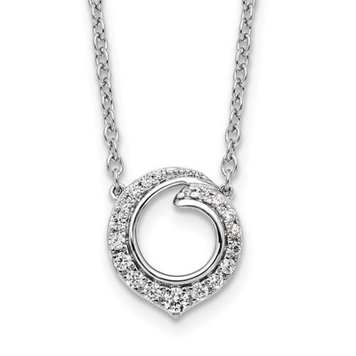 14k Weißgold 1/4 Karat Diamant Fancy Swirl Kreis Halskette 18''