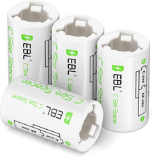 C Size Battery Adapters, AA to C Size Battery Spacer Converter Case Use with Rec