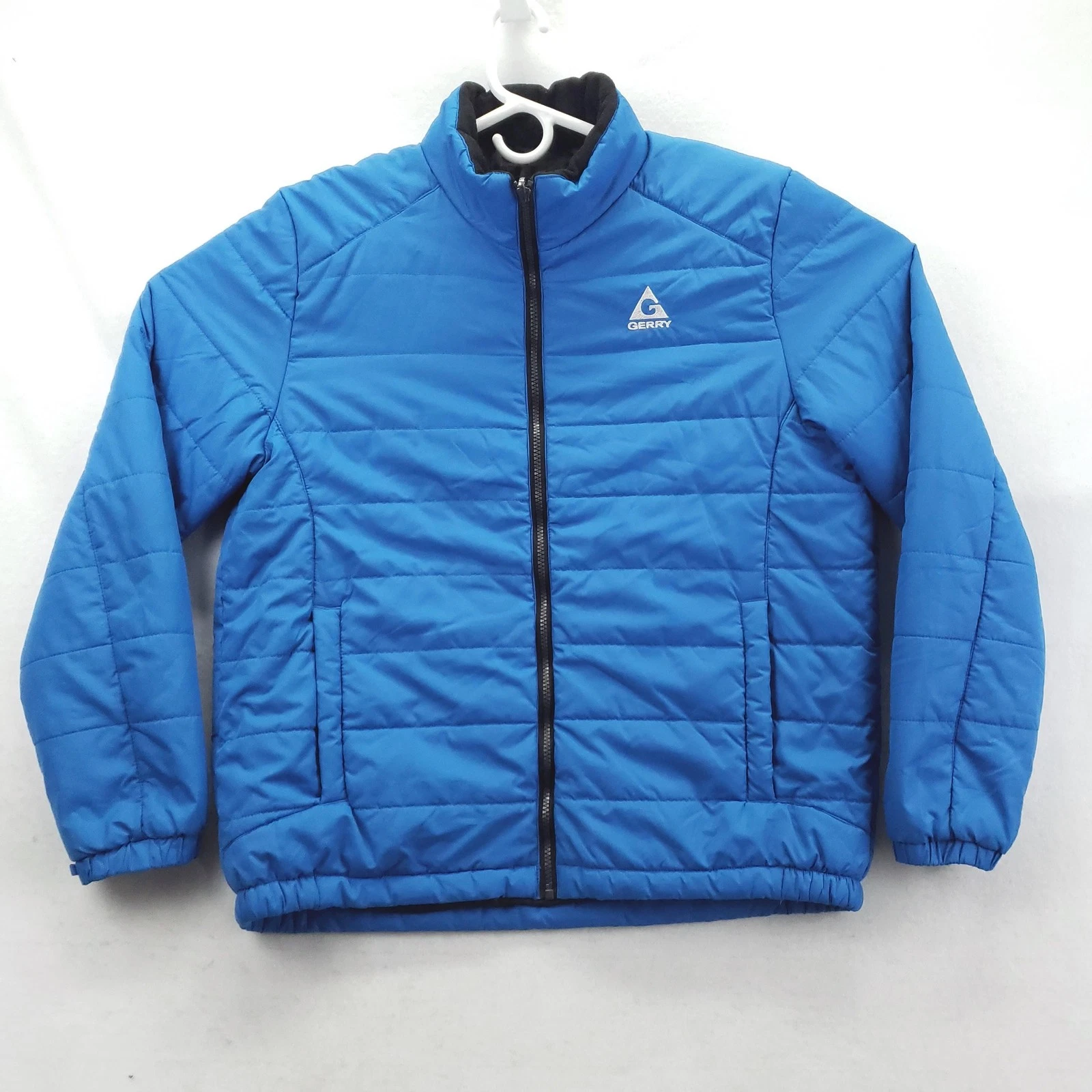 Gerry Jacket Mens Large Blue Puffer Full Zip Insulated Elastic Hem Outdoor
