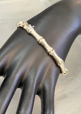 Vintage IBB 925 Sterling Silver Bamboo Link 6.75'' Bracelet 10.8 Grams ELEGANT