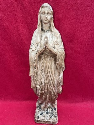 Statue Jungfrau 45 cm signiert Pieraccini Gips alt dunkle Patina