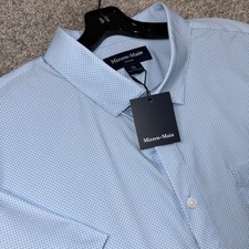 Mizzen  Main Leeward Dress Shirt Mens XXL Trim Short Sleeve Blue Diamond NEW